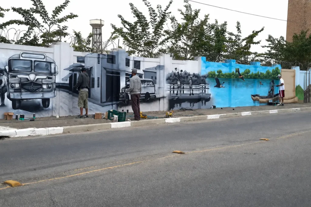 Muro pintado do projeto Tribos de São Miguel 